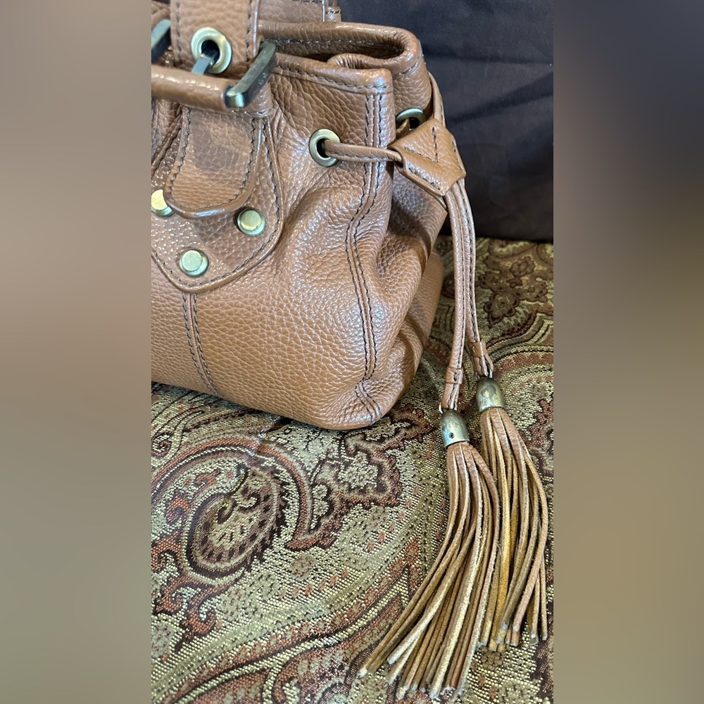 Rafē New York Cognac Leather Shoulder Bag w/Gold Hardware Dust Bag Included EUC - Picture 3 of 12